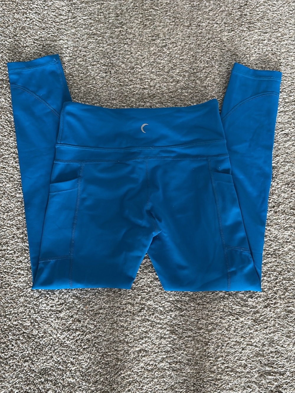 Blue Performance Leggings with Side Pockets